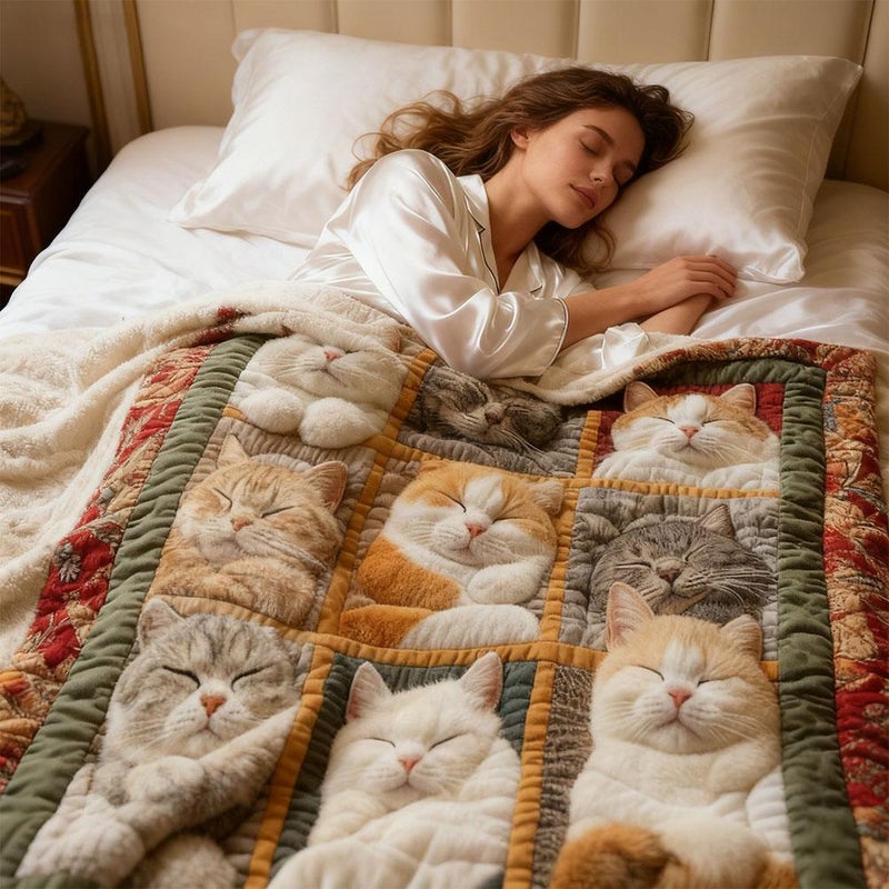 Cute Cat Flannel Blanket, Sleeping Royal Cat Blanket Quilt, Soft Warm Blankets for Bed Sofa Couch, Ideal Gifts for Kitten Lovers Girls Women Animal  (150x200cm) - Image 4